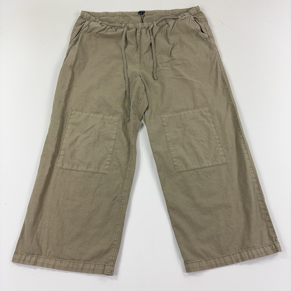JJ.Crew Seaside Utility Cargo Pants Women's XL Beige Drawstring Wide Leg Baggy